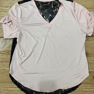 Shein Plus Size Pink & Black Lace Shirt